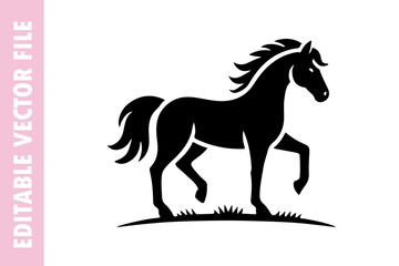 black horse with a mane, horse vector design