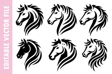 horse head bundle, horse vector design silhouette illustration