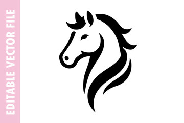 horse white head icon, horse vector design