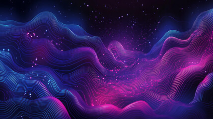 Obraz premium Abstract digital waves in vibrant colors create a cosmic, dreamy atmosphere.