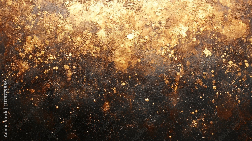 Poster golden abstract texture with shimmering details in a dark setting