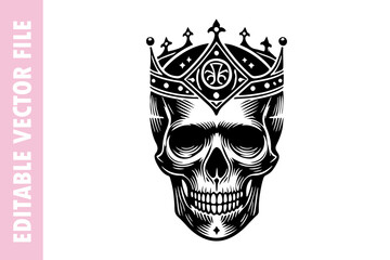 skull with a king, skull vector silhouette illustration
