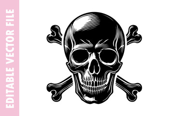 pirate skull and crossbones, skull vector silhouette illustration