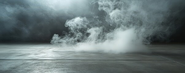 Dramatic Smoke on Concrete Floor Background