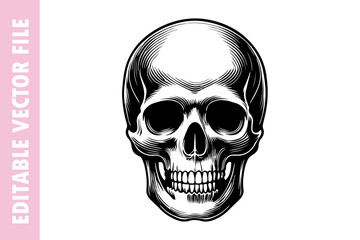 human skull, skull vector silhouette illustration