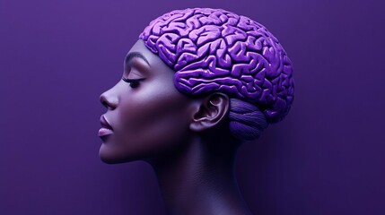 Obraz premium Purple Brain on Female Form
