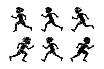 Silhouette illustration of children running