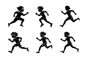 Silhouette illustration of children running