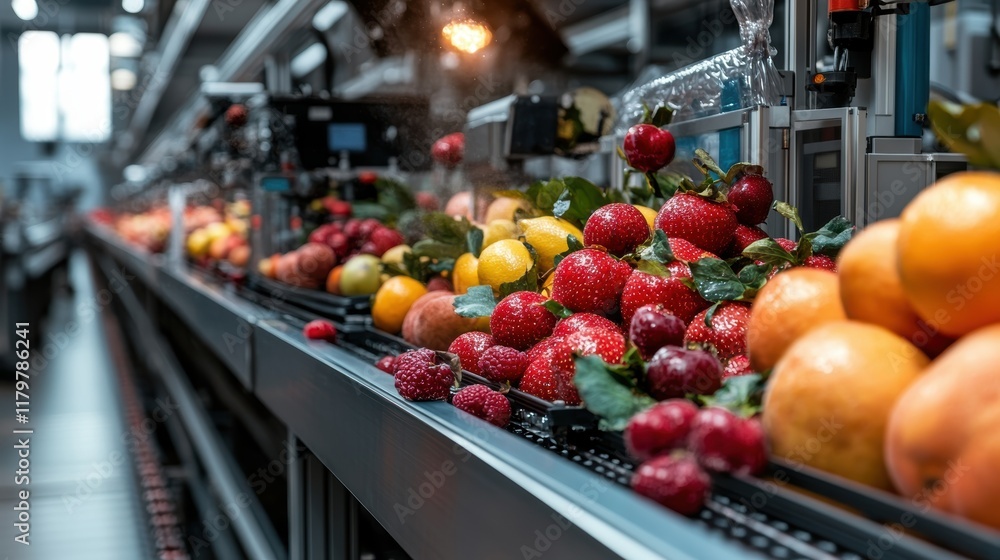 Poster Vibrant Display of Fresh Strawberries and Oranges on a Wooden Surface Creating a Colorful and Inviting Scene for Summer
