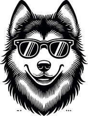 Husky Dog Face Vector Black Silhouette EPS File - Pet Design, T-Shirt Graphic, Cricut Art