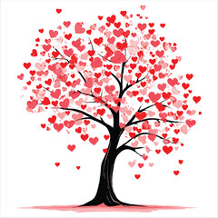 Valentine day Vector tree with heart, tree, vector, leaf, nature, branch, spring, flower, illustration, heart, art, design, silhouette, love, season, plant, floral, autumn, blossom, leaves, summer, 