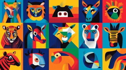 Fototapeta premium Geometric Animal Portraits