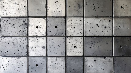 Abstract concrete tiles showcasing texture and design in various grayscale shades