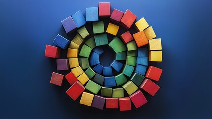 Obraz premium Number blocks arranged in a creative spiral on a flat surface
