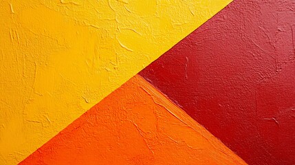 Vibrant geometric mural with warm tones in a dynamic pattern