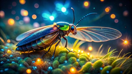 Macro Firefly Glow: Illuminated Night Nature Photography