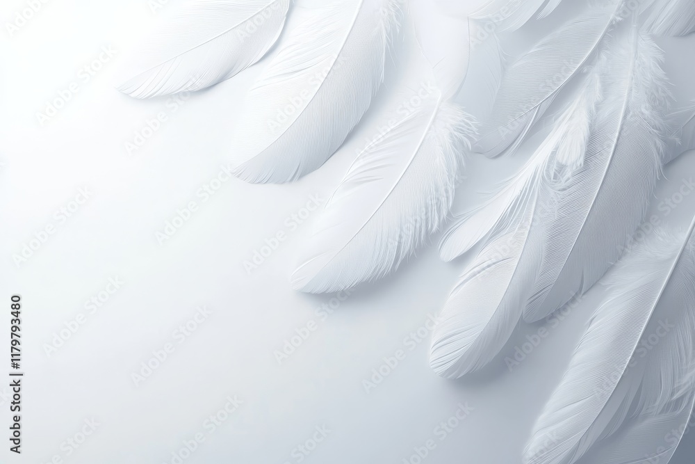 Poster elegant white feathers on soft background suitable for serenity and calmness themes in photography a