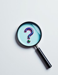 Magnifying Glass with Question Mark, Vaporwave Style, Stock Illustration, Copy Space for Text