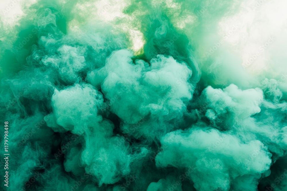 Poster ethereal green smoke background with soft textures, creating a mysterious and dreamy atmosphere for 