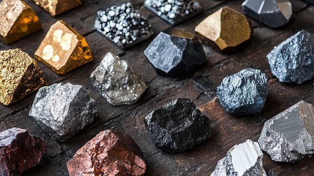 Colorful Minerals and Metals Collection Display