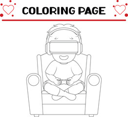 boy is playing game coloring page for kids