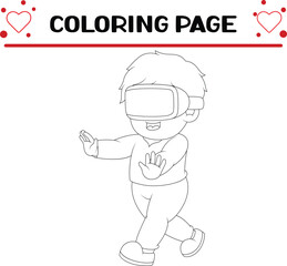 boy is playing with virtual coloring page for kids