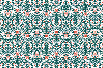 seamless vintage floral pattern with abstract botanical motifs and ethnic ikat textures for fashion, fabric, textile, and wallpaper designs