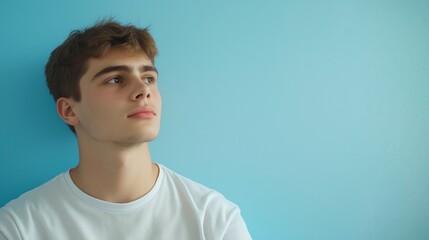 Young Man Posing Against Blue Background