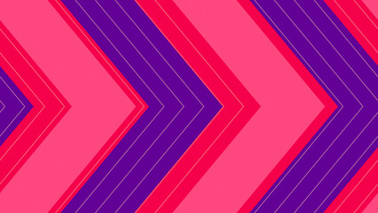 A dynamic abstract design featuring chevron patterns in vibrant shades of pink, purple, and red,...