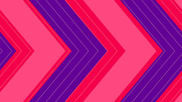 A dynamic abstract design featuring chevron patterns in vibrant shades of pink, purple, and red, creating a bold and modern visual