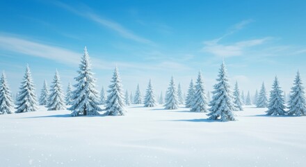 Naklejka premium Winter wonderland background, snow with trees and snowflakes, snowing blue sky, cold air december, january