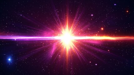 Obraz premium Bright cosmic explosion with vibrant colors and starry background in deep space