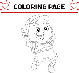 cute student boy coloring page for kids