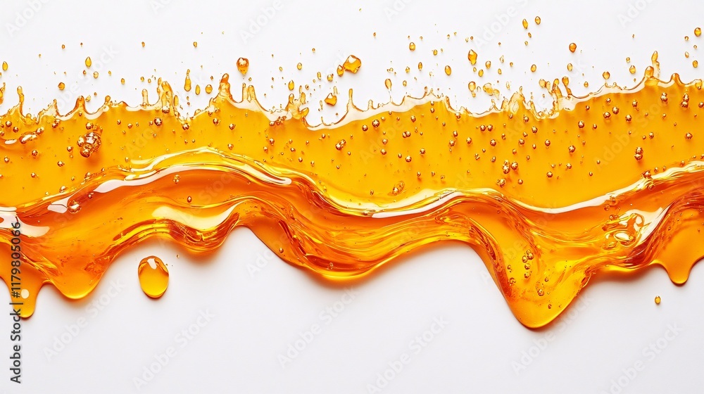 Aufkleber vibrant orange liquid flows on a smooth white surface creating unique shapes