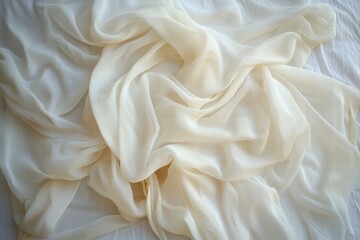 Fototapeta premium Soft and Flowing White Fabric Draped on a Light Background