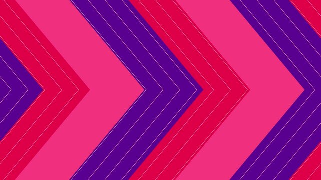 A dynamic abstract design featuring chevron patterns in vibrant shades of pink, purple, and red, creating a bold and modern visual