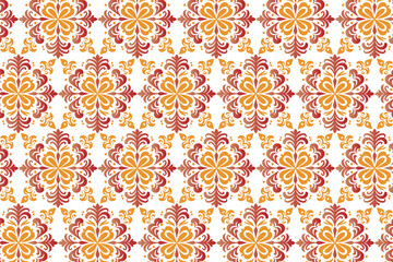 seamless vintage floral pattern with abstract botanical elements and ethnic ikat motifs for fabric, textile, wallpaper, and fashion design ideas