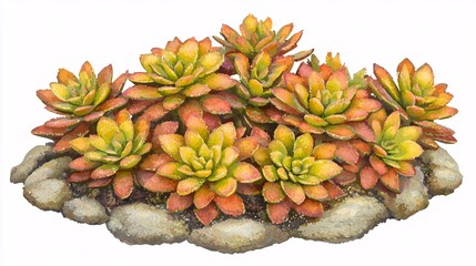 Fototapeta premium yet detailed digital painting of aloe vera flower in full bloom, with realistic texture and shading, isolated on a white background for focus and clarity. [Aloe Vera]:[isolate on white background] 