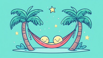 Relaxing under palm trees in a hammock. Tropical vibes!