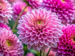Macro Pink Chrysanthemum Flowers, Delicate Petals, Floral Background