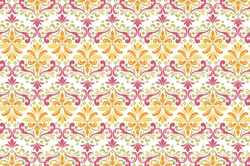 seamless abstract floral pattern with vintage botanical motifs and ethnic ikat designs for fabric, textile, wallpaper, and fashion projects