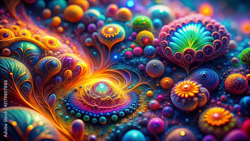 Aufkleber macro psychedelic vision tunnel: abstract colorful swirling light patterns