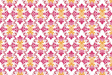 vintage seamless floral pattern with abstract botanical motifs and ethnic ikat textures for textile, fabric, wallpaper, and fashion designs