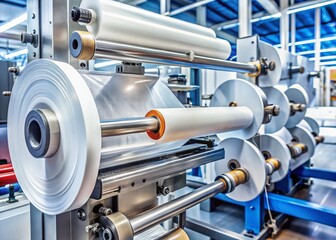 Macro Shot: Doypack Packaging Machine & Plastic Film in Modern Factory