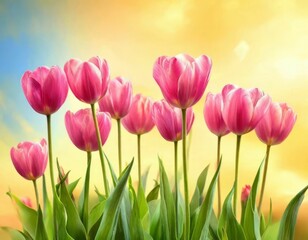 tulips on a warm abstract yellow background