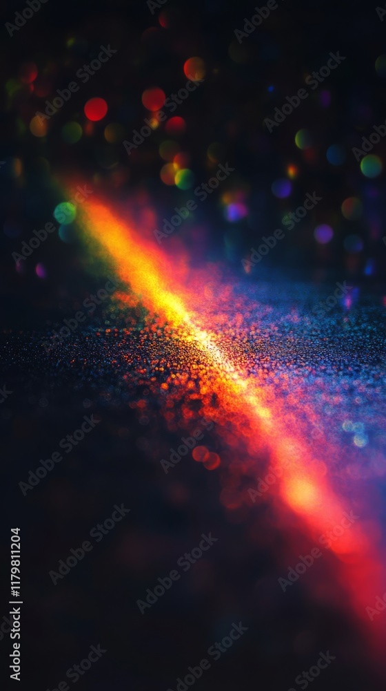 Poster this artwork features a blend of abstract light leaks and striking bokeh effects on a dark backdrop,
