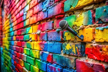 Macro Street Art Graffiti Brick Wall Music Performance Detail