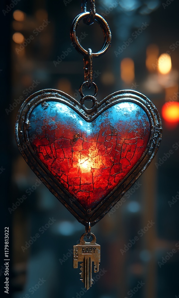 Poster heart-shaped object with light shining through