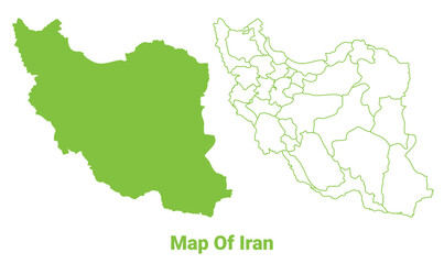 Obraz premium Green Iran map outline and flat vector illustration