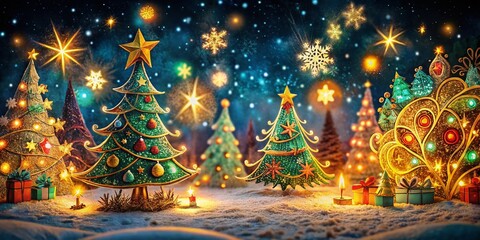 Magical Christmas Night: Illuminated Drawings & Festive Lights